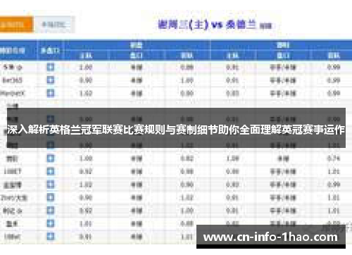 深入解析英格兰冠军联赛比赛规则与赛制细节助你全面理解英冠赛事运作 深入解析英格兰冠军联赛比赛规则与赛制细节助你全面理解英冠赛事运作